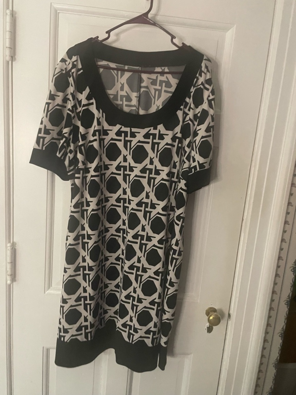 Tiana B. Black and White Geometric Dress
